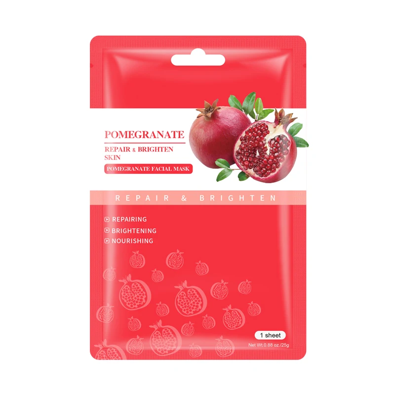 

OEM ODM Natural Sheet Face Mask Skin Care Private Label Fruit extract pomegranate facial mask