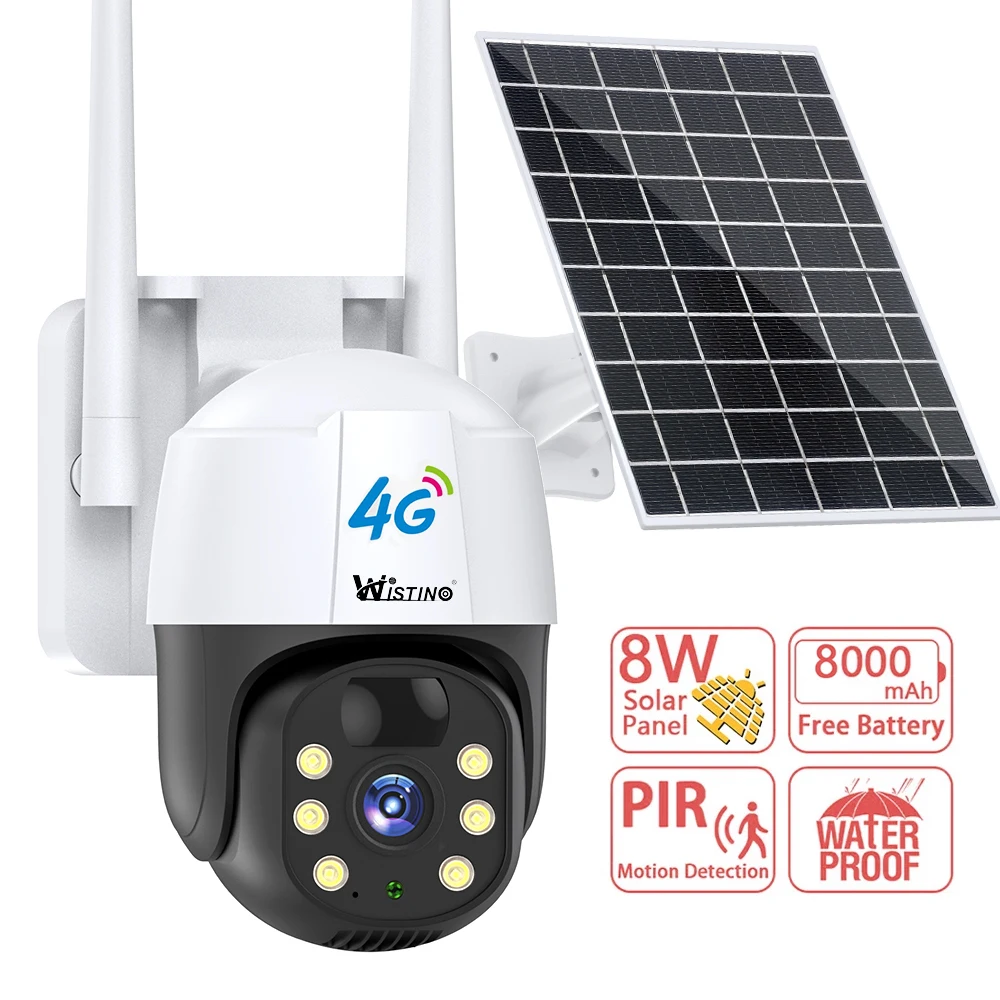 

Wistino V380pro 3MP Waterproof Outdoor Solar cctv Camera Night Vision Audio Motion Detection 4g Sim Card Solar Security Camera