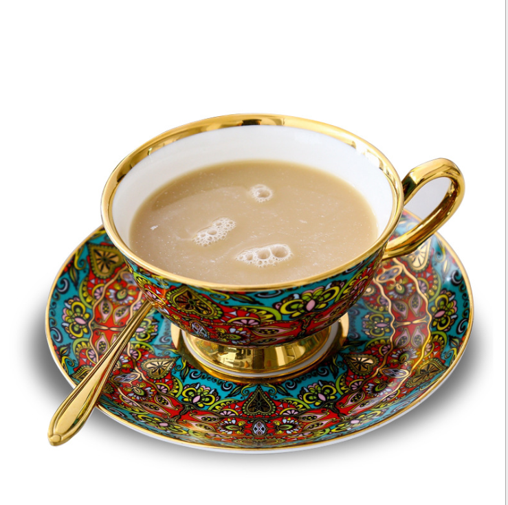 

Funky Luxury Vintage Nordic Style Fine Bone China Coffee Milk Cup Sets For Afternoon tea, Picture