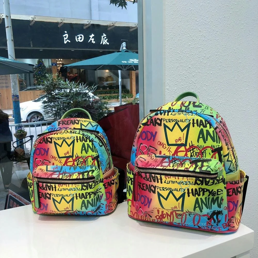 

2020 new women's bags graffiti printed backpack large capacity travel bag