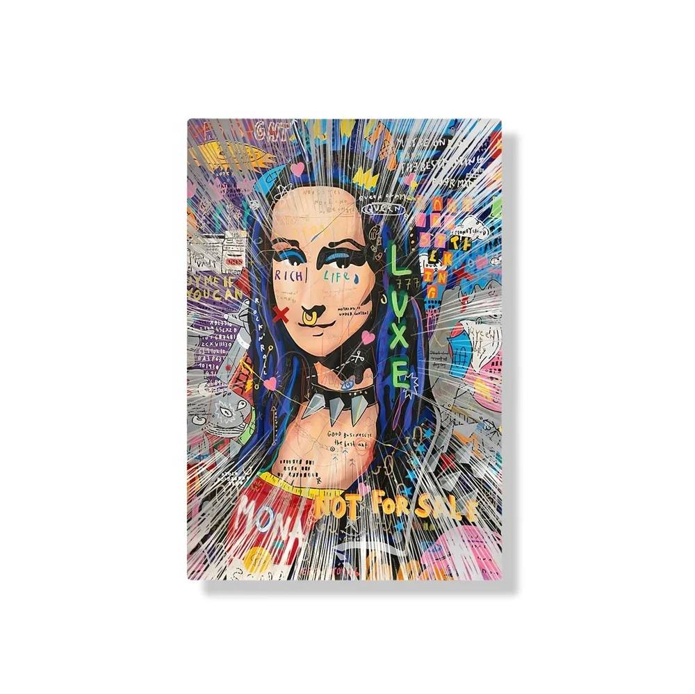 

Mona Lisa Street Graffiti Wall Art Print Aluminum plate printing Made Large Painting