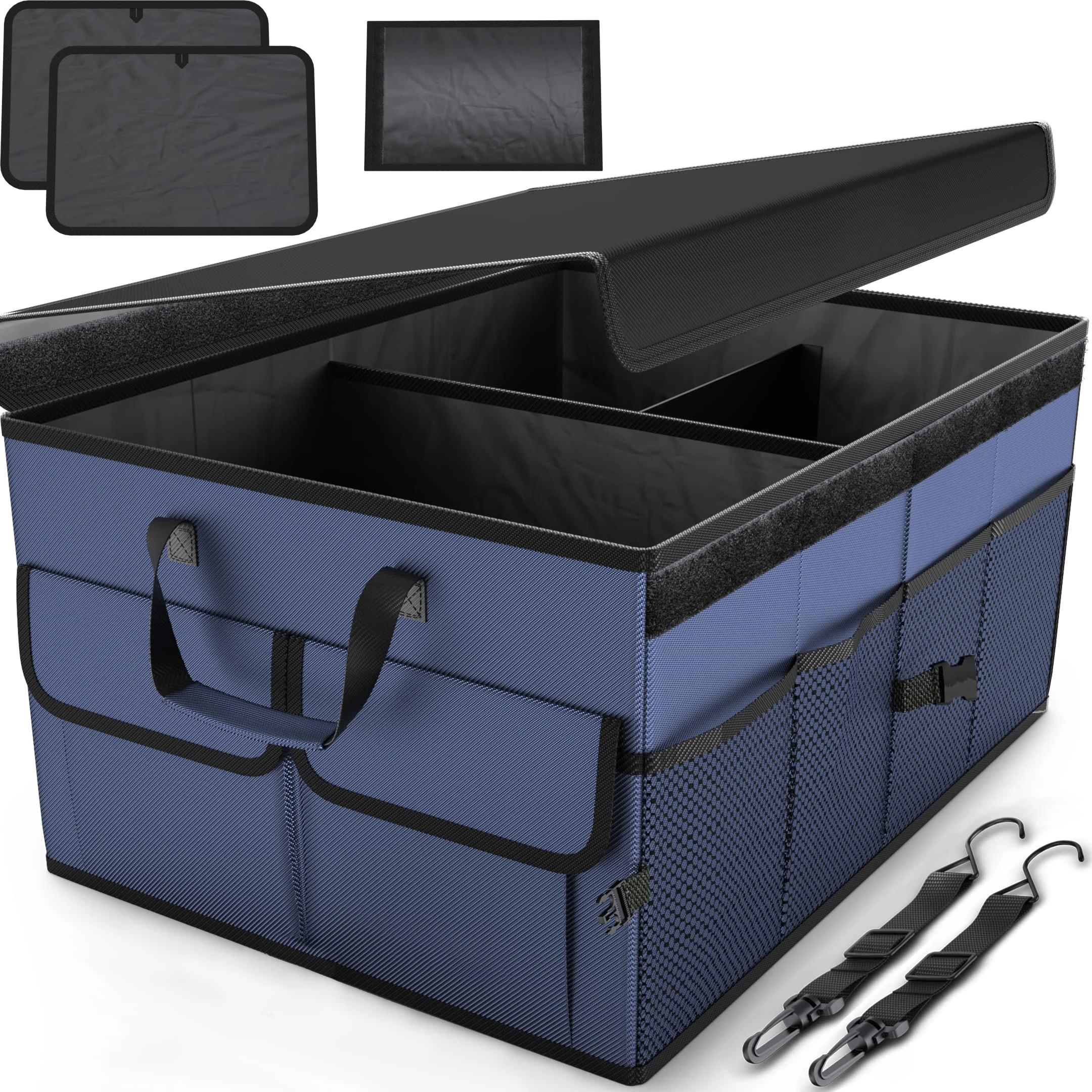 

Factory Custom Collapsible Multi Compartment 600d polyester SUV Trunk Organizer car backseat organizer bag with pocket