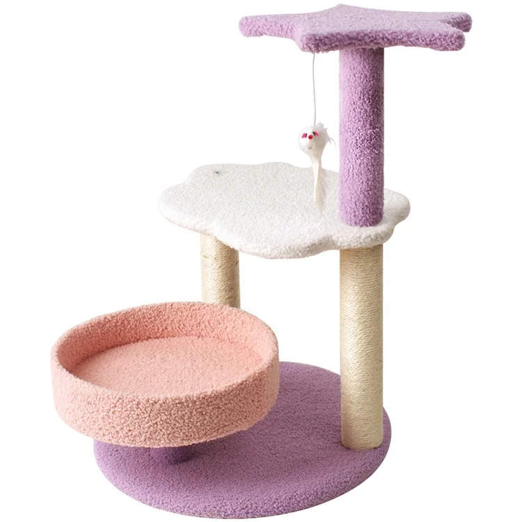 

Secure cat climbing frame pet scratcher durable cute pet sleep play bed cat scratch post tree house wood post with sisal rope