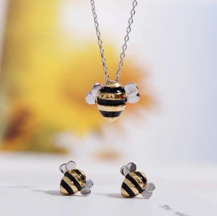 

New Cute Bee 925 Sterling Silver Necklaces & Pendants Choker Necklace Women Jewelry