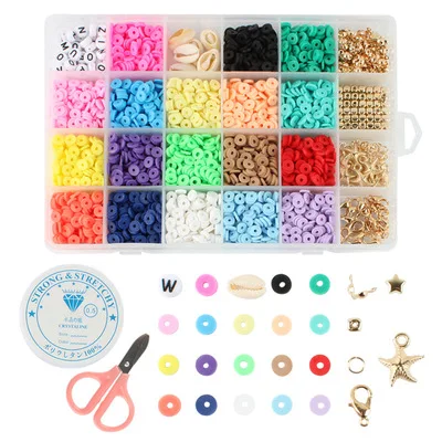 

2021 Hot Fashion Clay Beads Kit 24 grids 3600 pcs 6mm Polymer Clay Beads Set For Jewelry Making, Mutilcolor