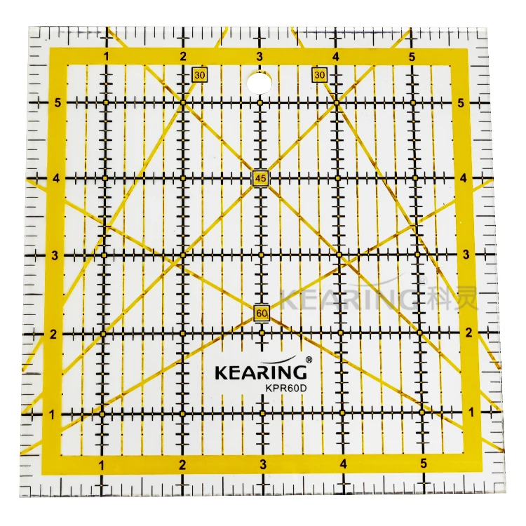 

Kearing Square Patchwork Quilting Ruler 6'' * 6'' Acrylic Quilt Ruler, Yellow & black