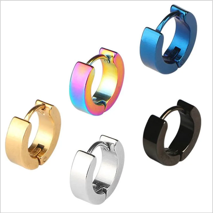 

Korean new style titanium steel circle stud earrings couple stainless steel round earrings jewelry