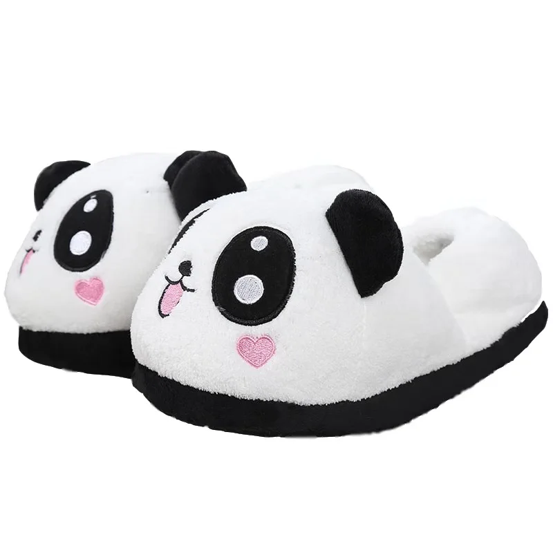 

Free shipping Super adorable heart panda slippers cartoon plush bag and home cute winter cotton slippers, White