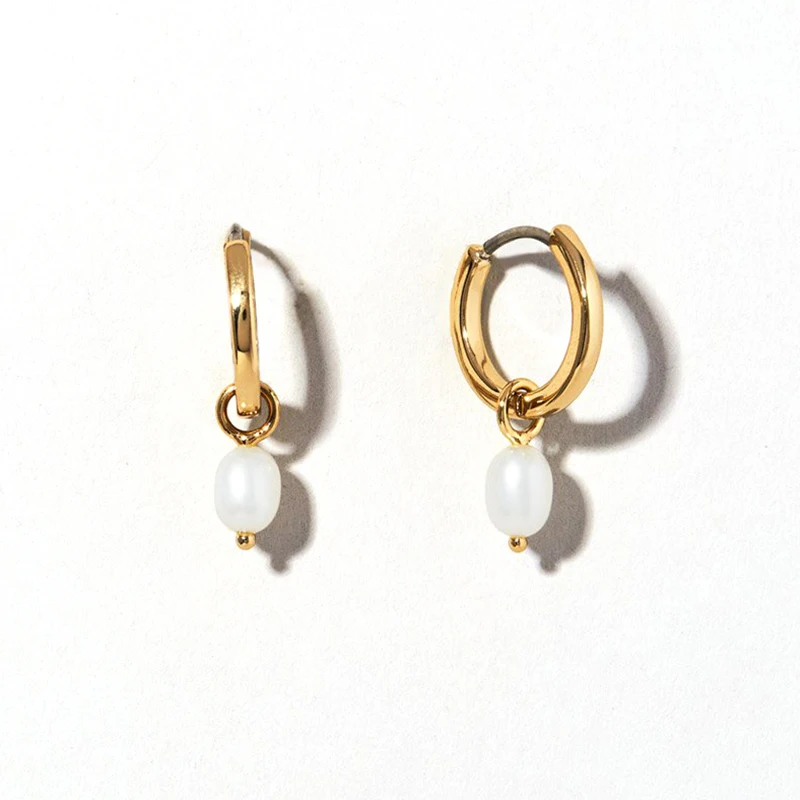 

Milskye jewelry minimalist 925 sterling silver 14k gold pearl earrings small pearl drop earrings