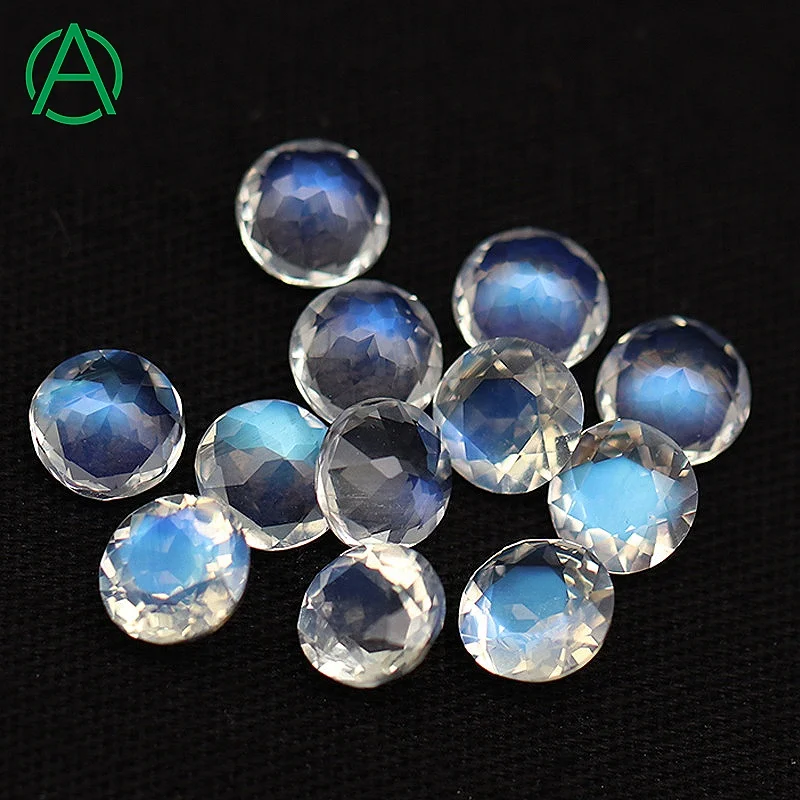 

ArthurGem Genuine Top Quality Natural India Moonstone Round Cut Loose Gemstone Moonstone Loose Gemstone for Jewelry Making