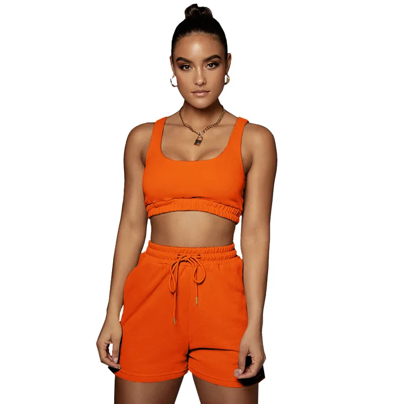 

Hiking Pants Women Crop Top Outfits Sweatsuit Custom Logo Two Piece Short Set
