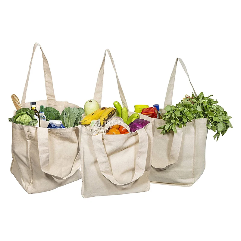 

Factory direct product in stock Eco-friendly Organic Cotton Washable Reusable Foldable Canvas Grocery Shopping Tote Bags