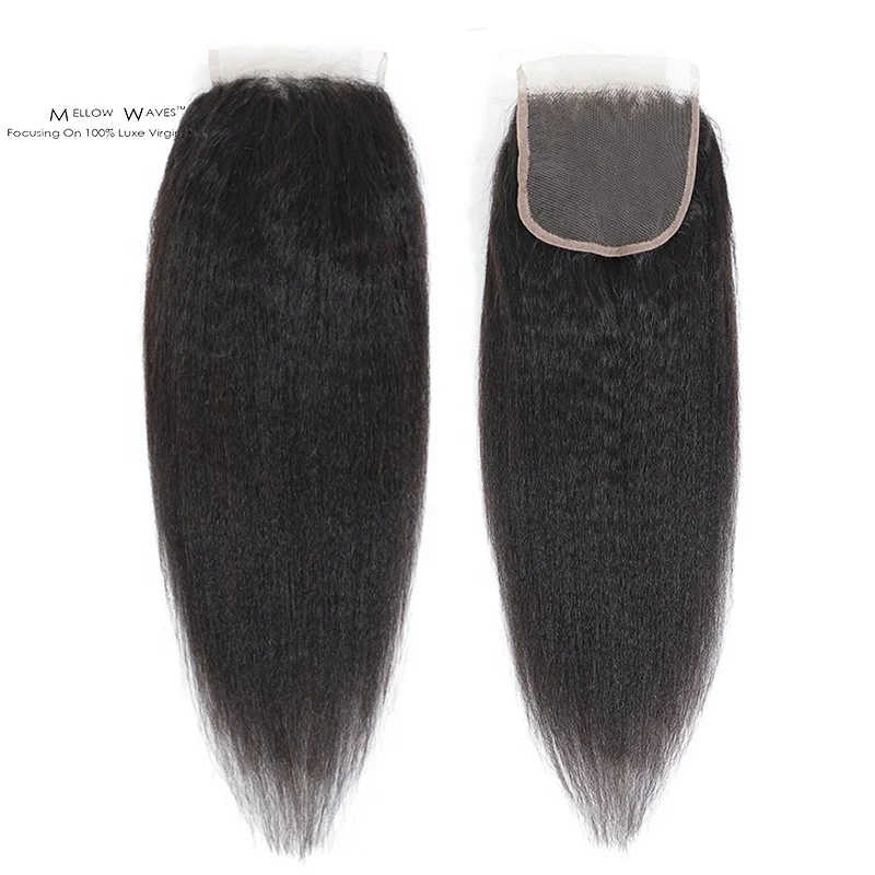 

Mellow Waves Indian Kinky Straight Cuticle Aligned Virgin Indian Human Hair  Lace Closure Fashional Style For Black Women