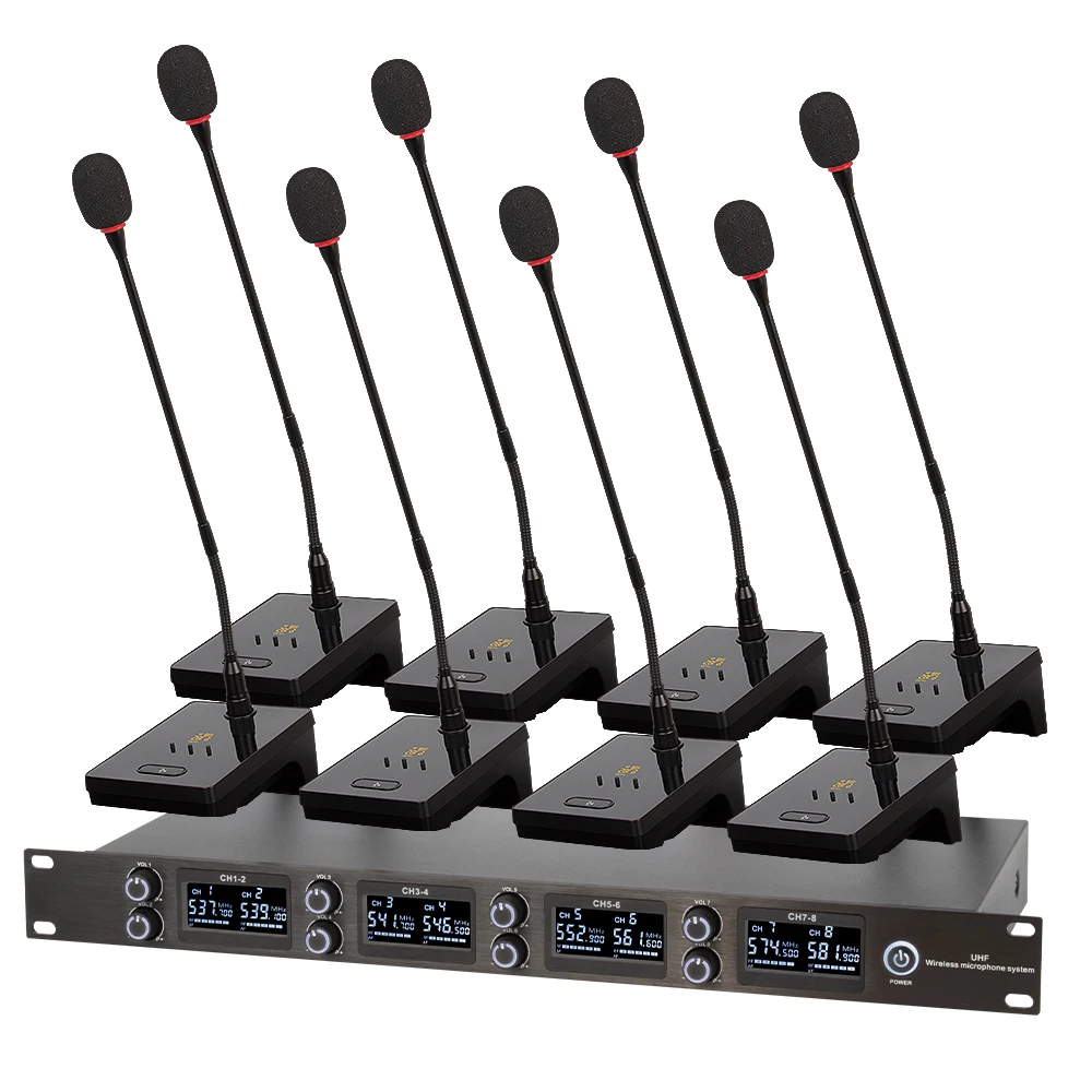 

Biner D28XP Professional 8 channel Wireless Gooseneck Microphone Conference Microphone System