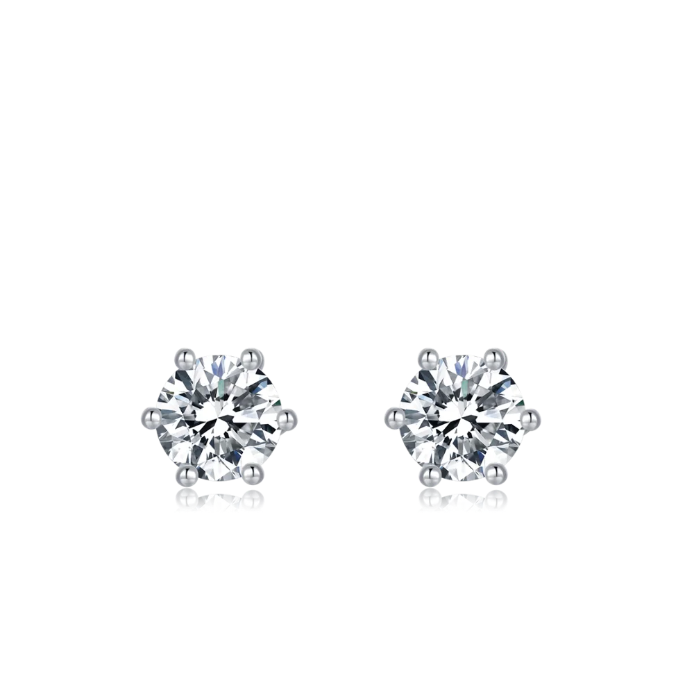 

S03A White Gold Plated 925 Sterling Silver 0.5ct 5.0mm Moissanite Earrings Jewelry