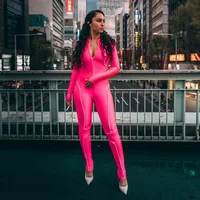 

2019 Long Sleeve Reflective jumpsuit Women's Sheath Bodysuit tracksuit yoga outwear Autumn clothes