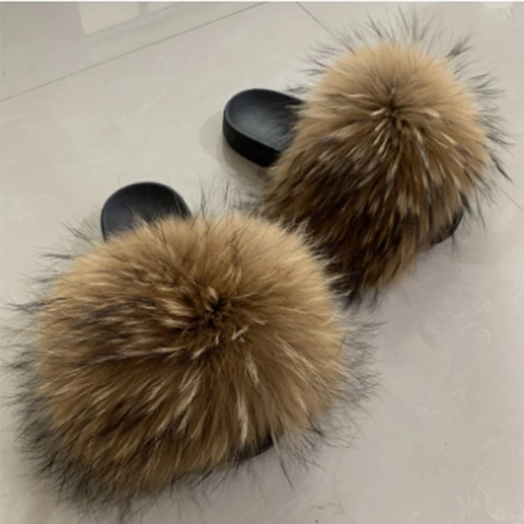 

Good quality fur slides raccoon fur for slides raccoon fur slides, Customized color
