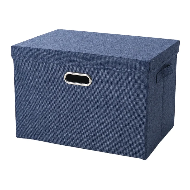 

Durable Linen Home Office Collapsible Folding Organizer File Folder Book Document Clothing Foldable Storage Box with Lid