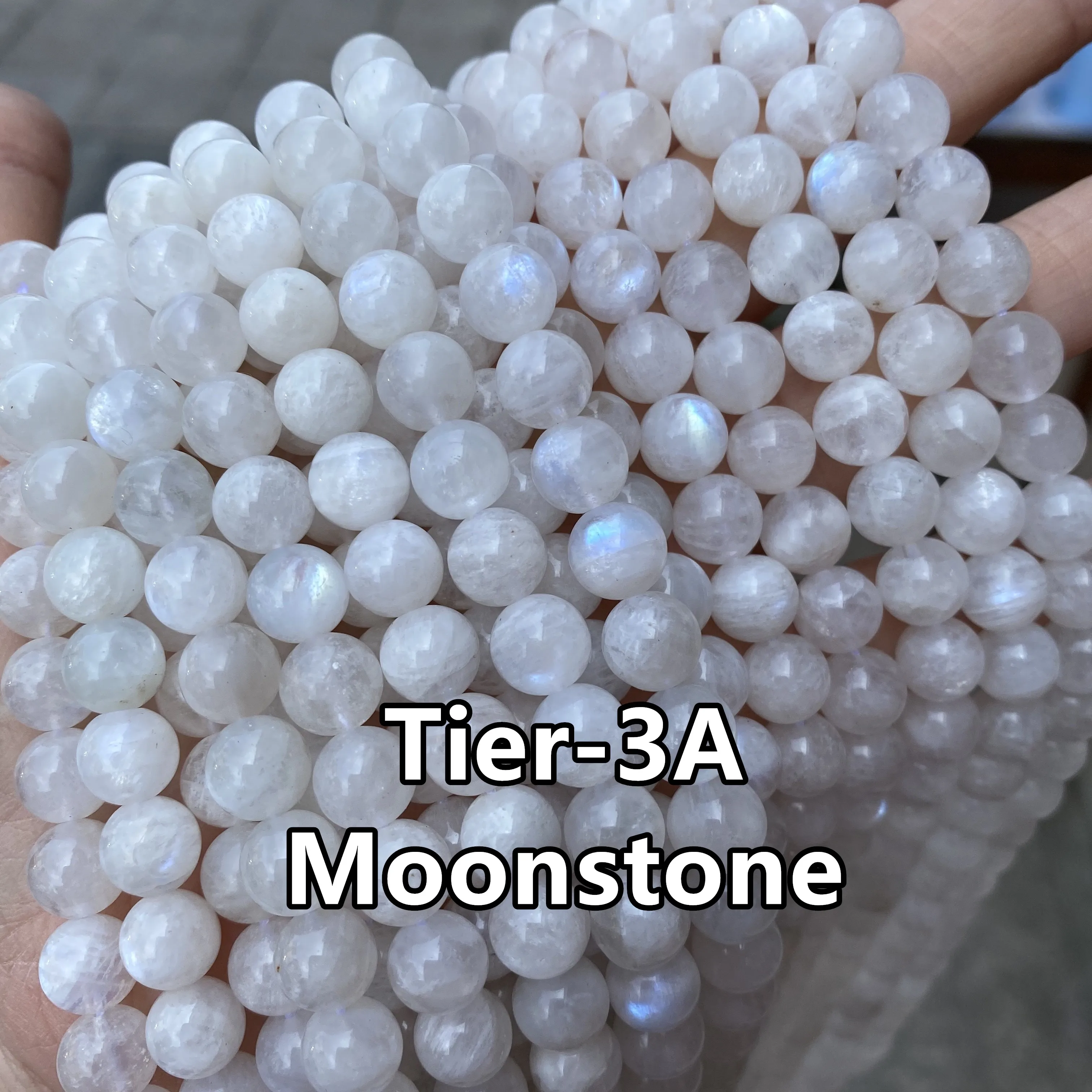 Factory Stock Natural Tier3a Loose Round Blue Reflective Strand Beads