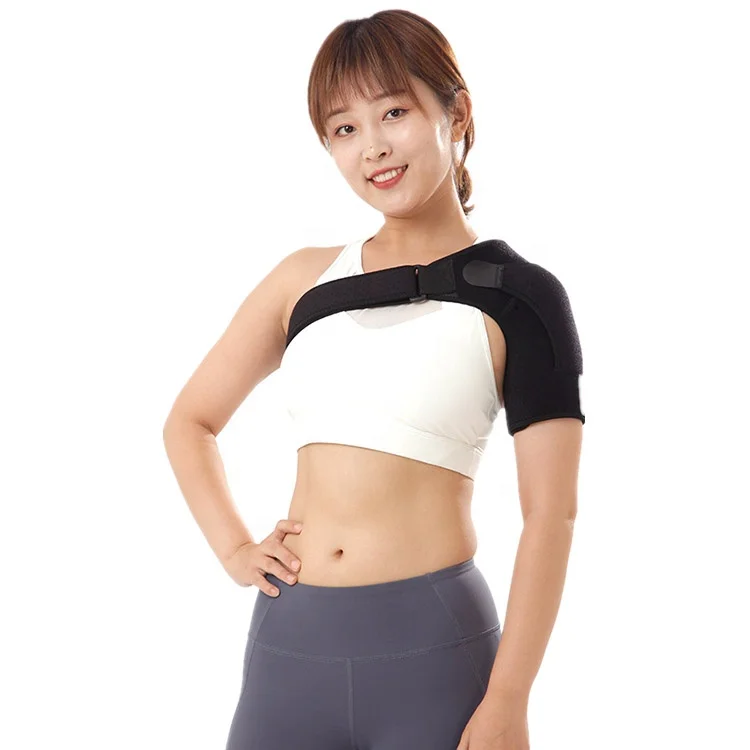 

Popular Adjustable Breathable Sports Care Single Shoulder Support Back Brace Wrap Belt Band Pads Black Bandage Men and Women
