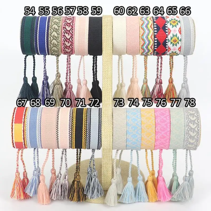 

New Cotton hand woven Letter Embroidery tassel bangle Lace-up Bracelet Adjustable Festival luxury jewelry gift party beauty, Customized color