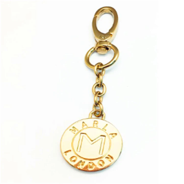 

New design golden color metal handbag logo plate bag logo chain