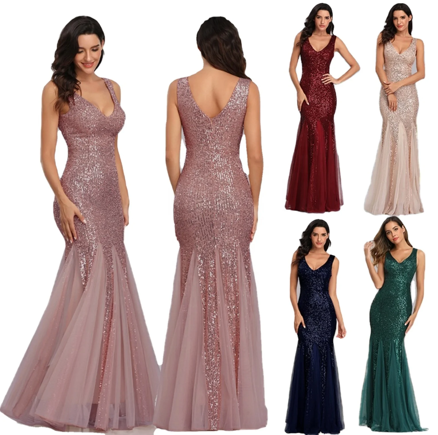 

Women lace mermaid wedding dress prom dresses party maxi sequin evening dress