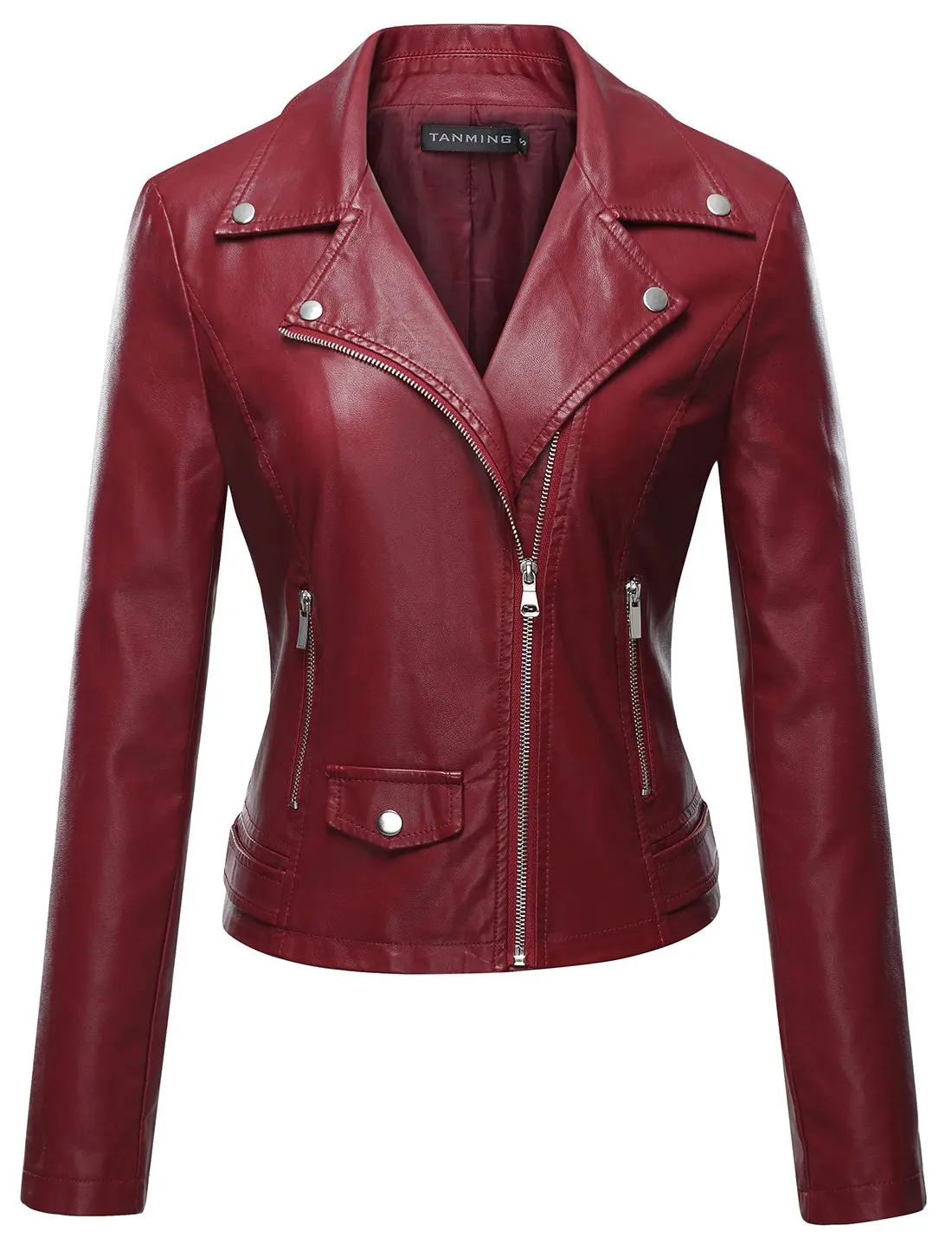

2021 women women's short faux leather biker coat jacket