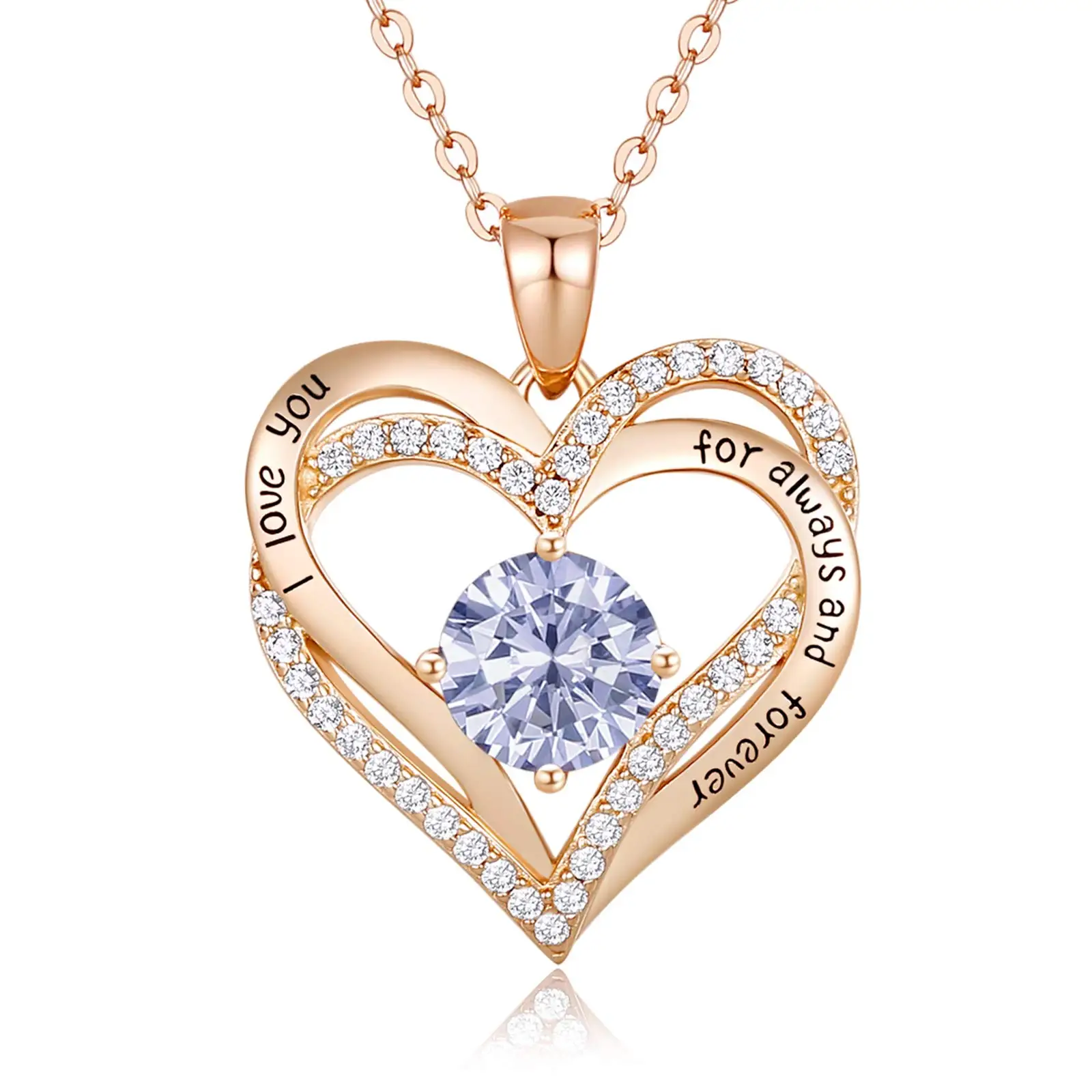 

Ladies Necklace Plated with Rose Gold Birthstone Pendant Necklace Ladies Fang Jing Mother's Day Jewelry Gift for Mother Madam Wi