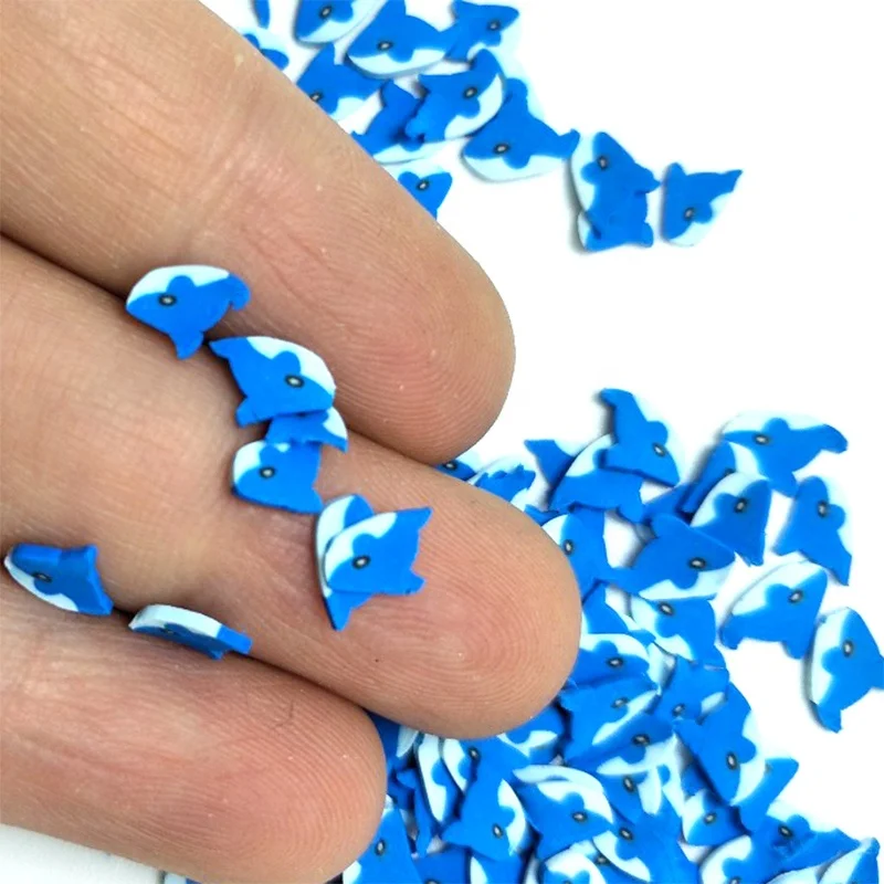 

Hotsale Blue Shark Shape Clay Sprinkles For Slime Accessories Polymer Clay Animal Slice DIY Nail Arts Decoration Crafts