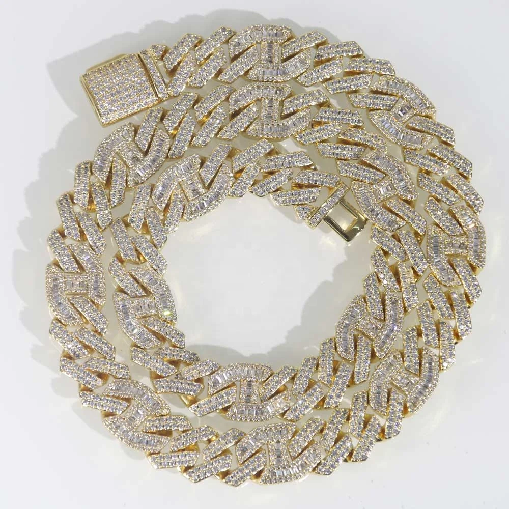 

Hot selling high quality cz18k gold plated 12mm CUBAN CHAIN hip hop jewelry Cuban Necklace