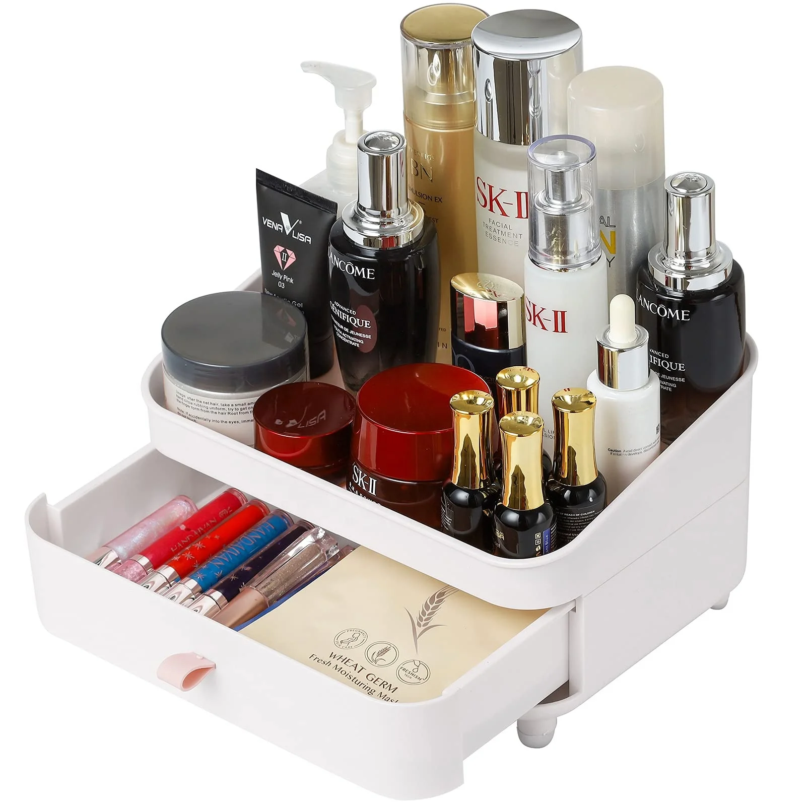 

Makeup Organizer with Drawers Free-Installation Desktop Cosmetic Jewelry Storage Box Tray