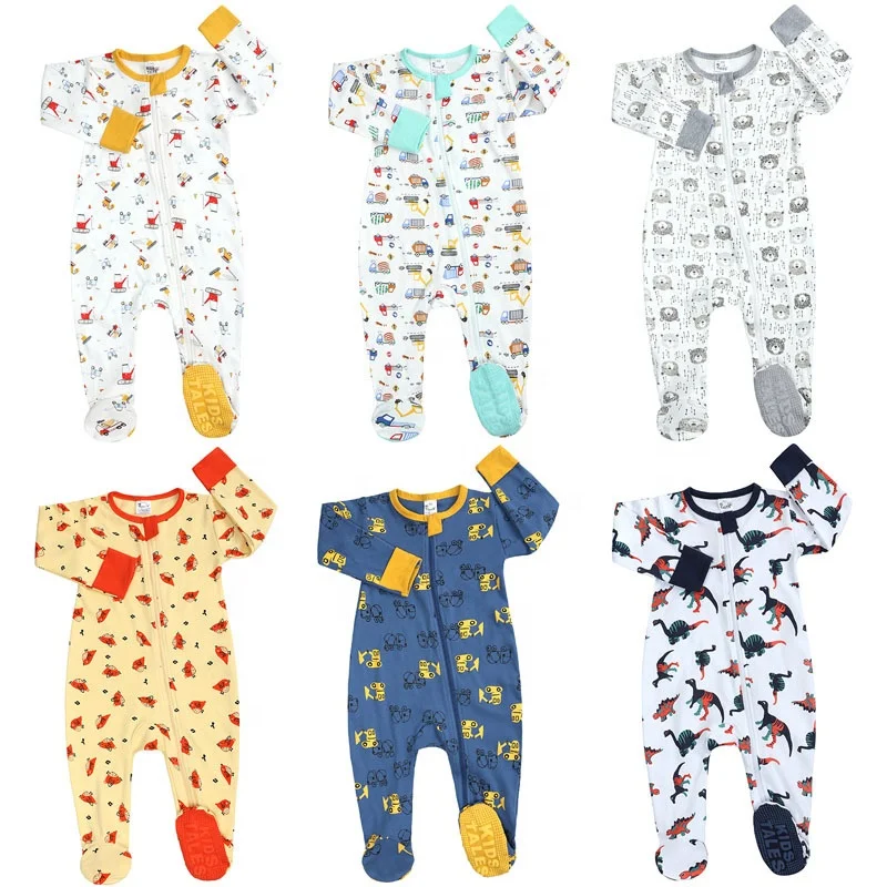 

Baby Girls' Rompers Double Zipper Sleepsuit Organic Cotton Pajamas Newborn Baby Clothes Footie Zip Jumpsuits Romper Pajamas