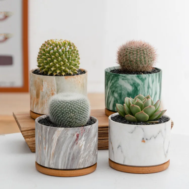 

nordic mini succulent with drainage designer handmade modern decorative tiny small ceramic flower pots & planters, White