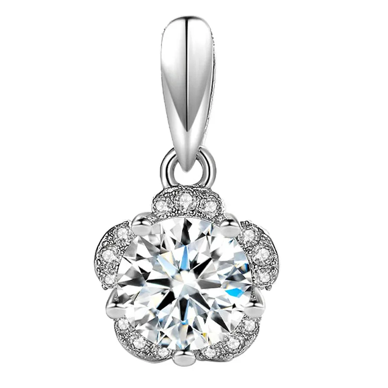 

New simple carat petals, stars, flowers, micro-inlaid zircon and moissanite female pendant diamond necklace, mother's day gift, White/oem