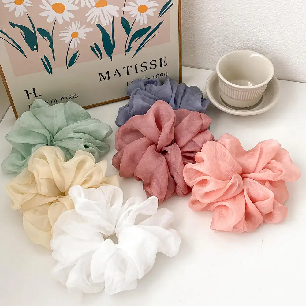 

Sayoung new design solid color large hair bands chiffon soft extra large hair scrunchies free shipping for hair accessories