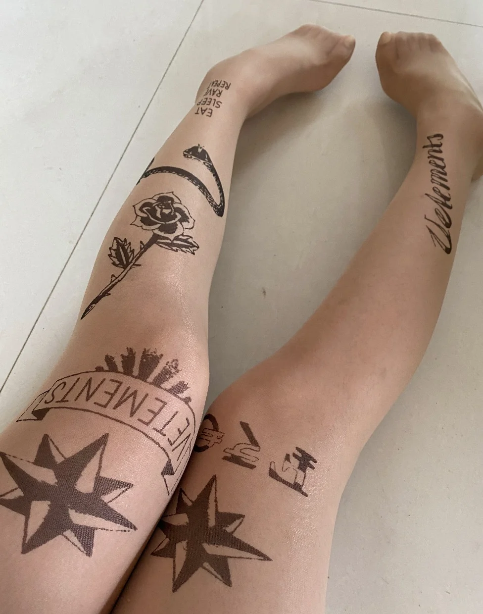 

LW-92 New Arrival Wholesale Winter Fashionable High Quality Women Outdoor Leggings Black Tattoo Stockings stockings sexy, Photo