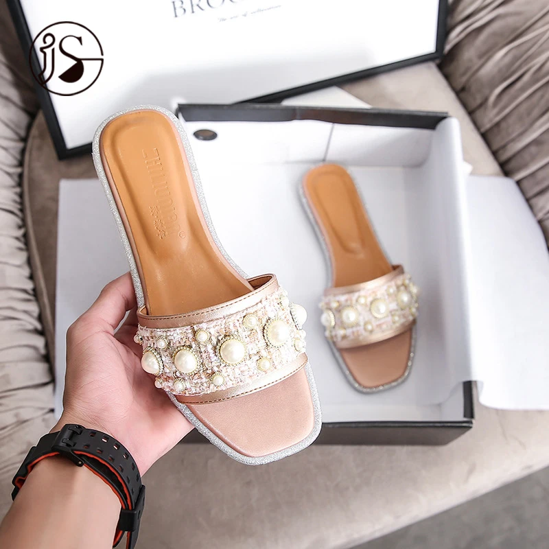 

Fashion pearl upper sandals Women high-end fashion boutique slippers Women slippers Ladies sandals women slides, Picture