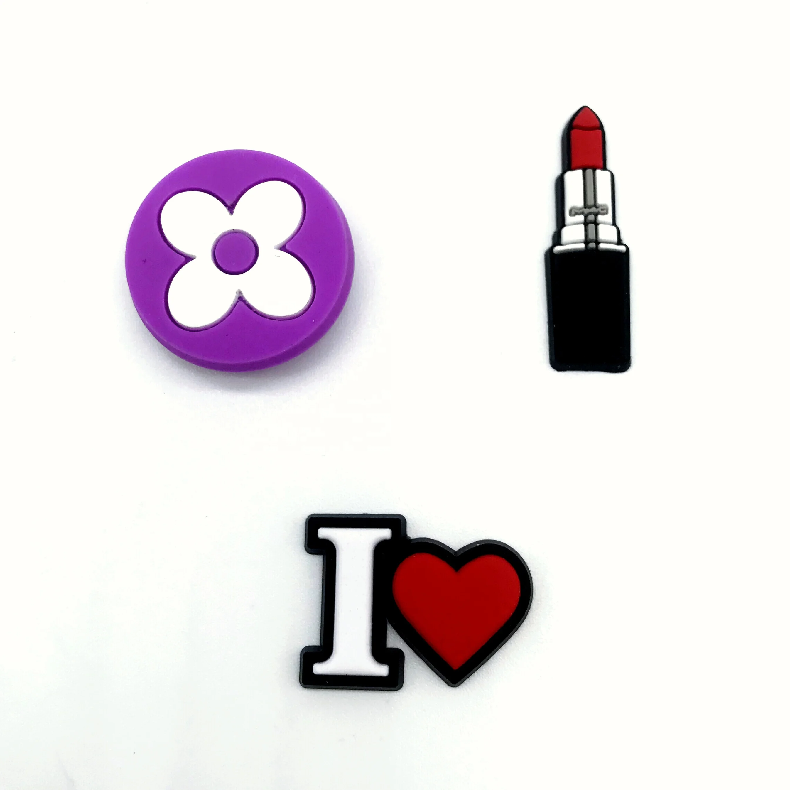 

wholesale luxury lipstick flower soft pvc shoes charm jibz for clog charm, Picture