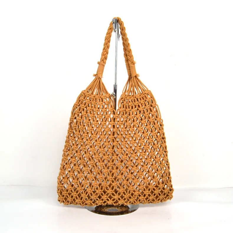 

Reusable Bohemian crochet Shopping beach straw Handbags Satchel Bag, Natural