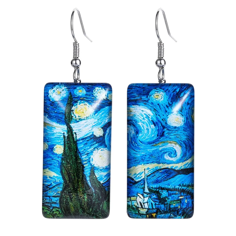 

Ins Style Vincent van Gogh Classic Picture Design Plain Resin Cute Fashion Personality Gift Daily Earrings for Women
