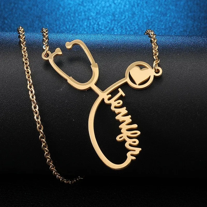 

Dropshipping 2019 Fashion Stainless Steel Jewelry Custom Name Nurse Necklace, 3 options