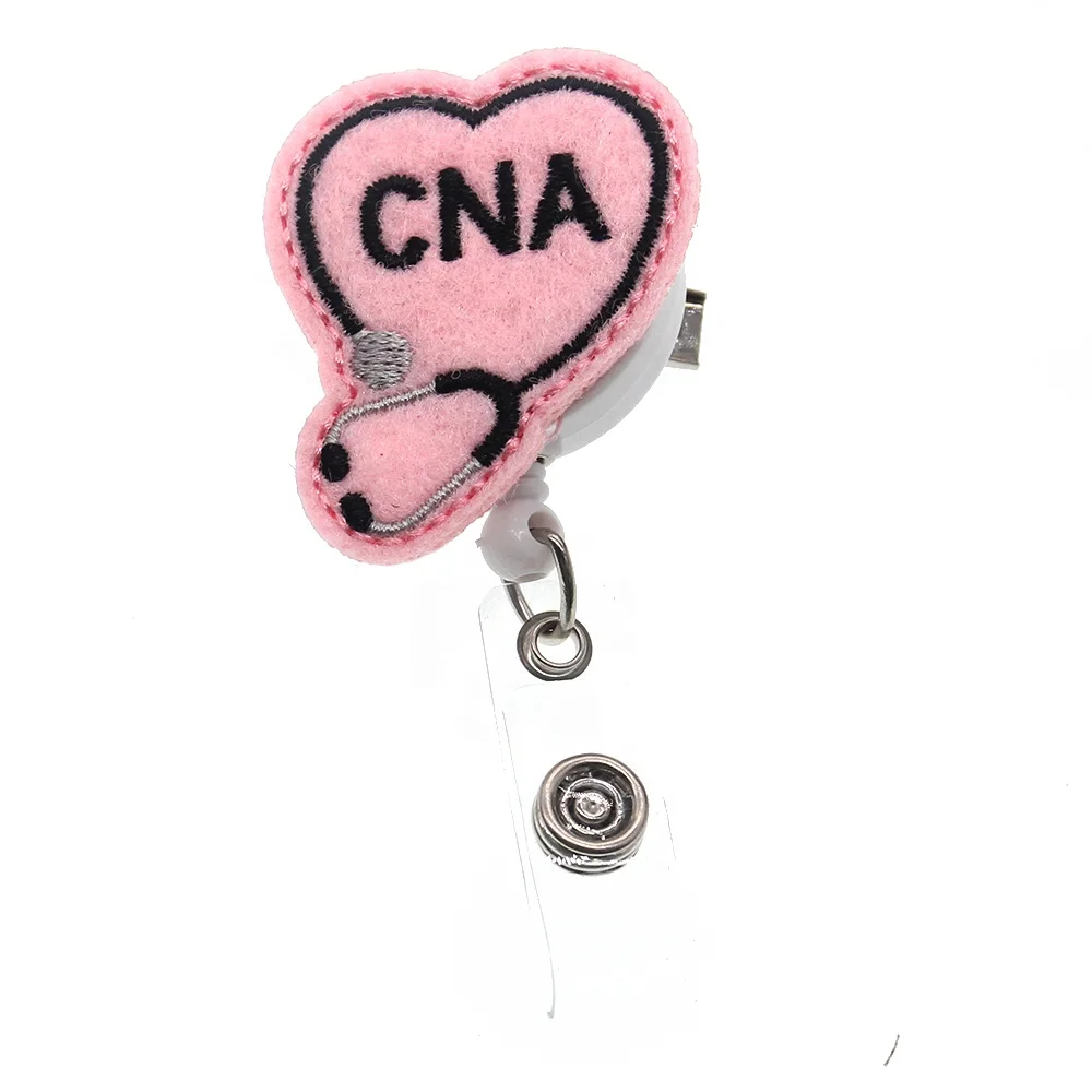 

Retractable CNA Stethoscope Felt ID Badge Reel Holder Hospital Nurse Name Badge Reel