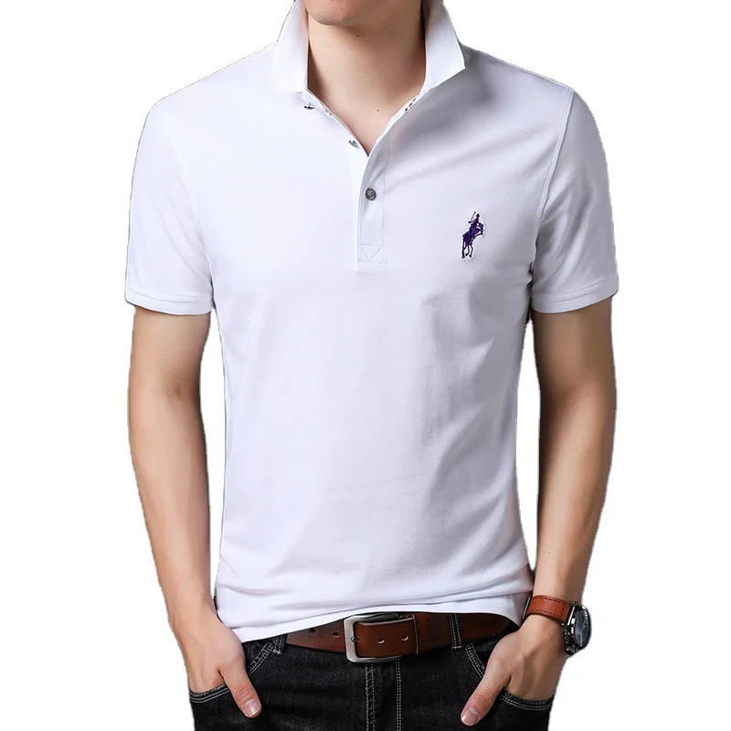 

2019 summer polo neck short sleeve solid color brand logo embroidery man's polo shirt
