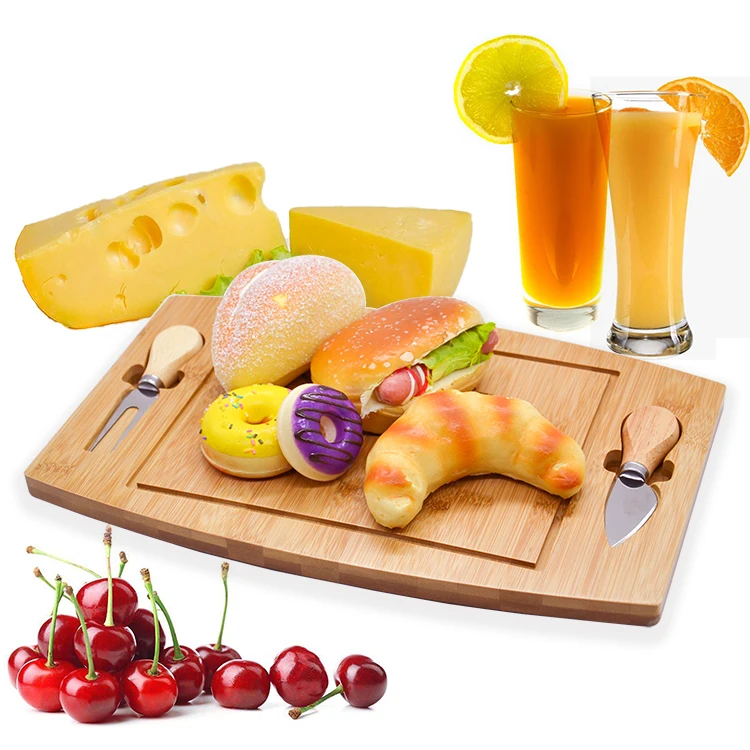 

Sublimation Blank Bamboo Cheese Slicing Cutting Board With 2 Pieces Bamboo Slicer