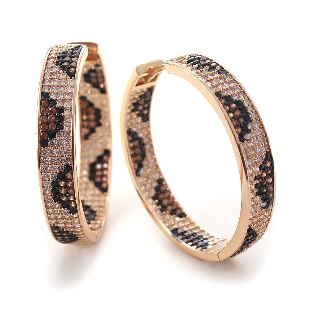 

MHS.SUN Vintage Leopard Zircon Hoop Earrings Fashion Full AAA CZ Loop Earrings For Women/Girls Luxury Ear Jewelry, Gold