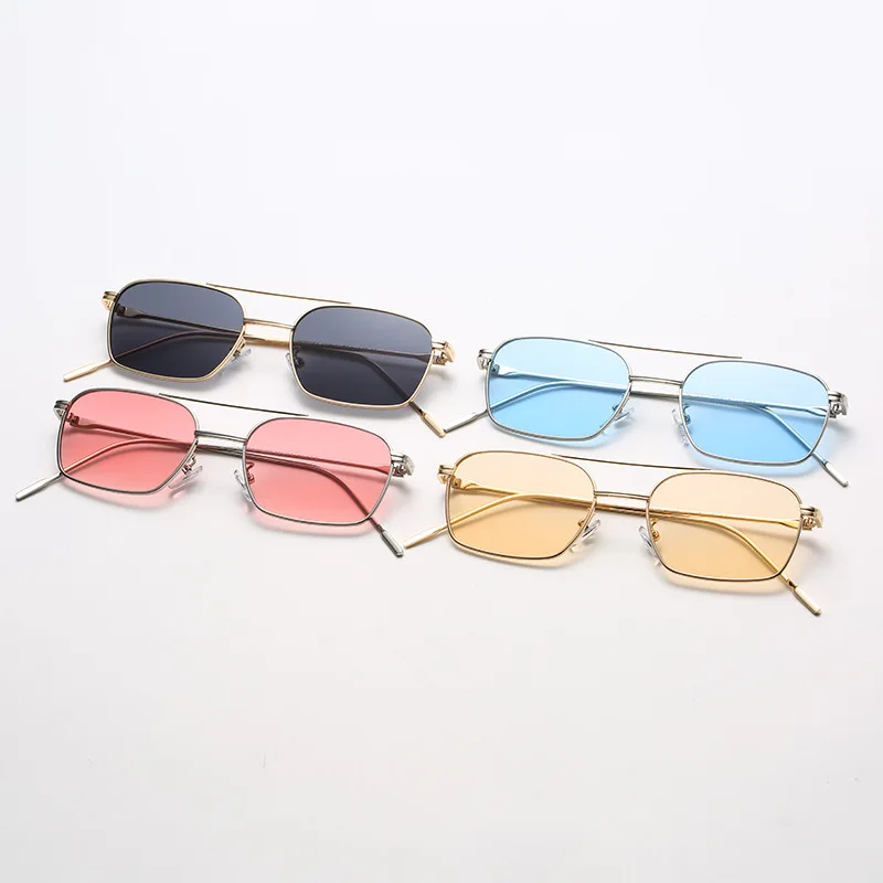 

2021 Hot Sale High Quality Ocean Color Lens Vintage Rimless Square Sunglasses, 4 colors