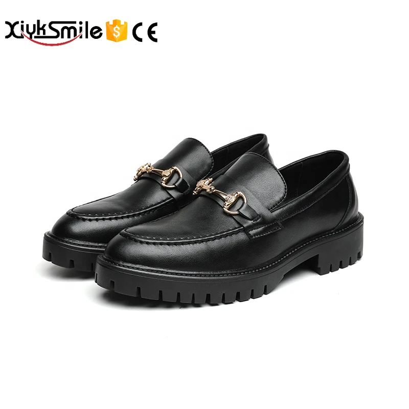 

Leather summer one-step business formal dress British style increased thick bottom casual white trendy leather shoes for men