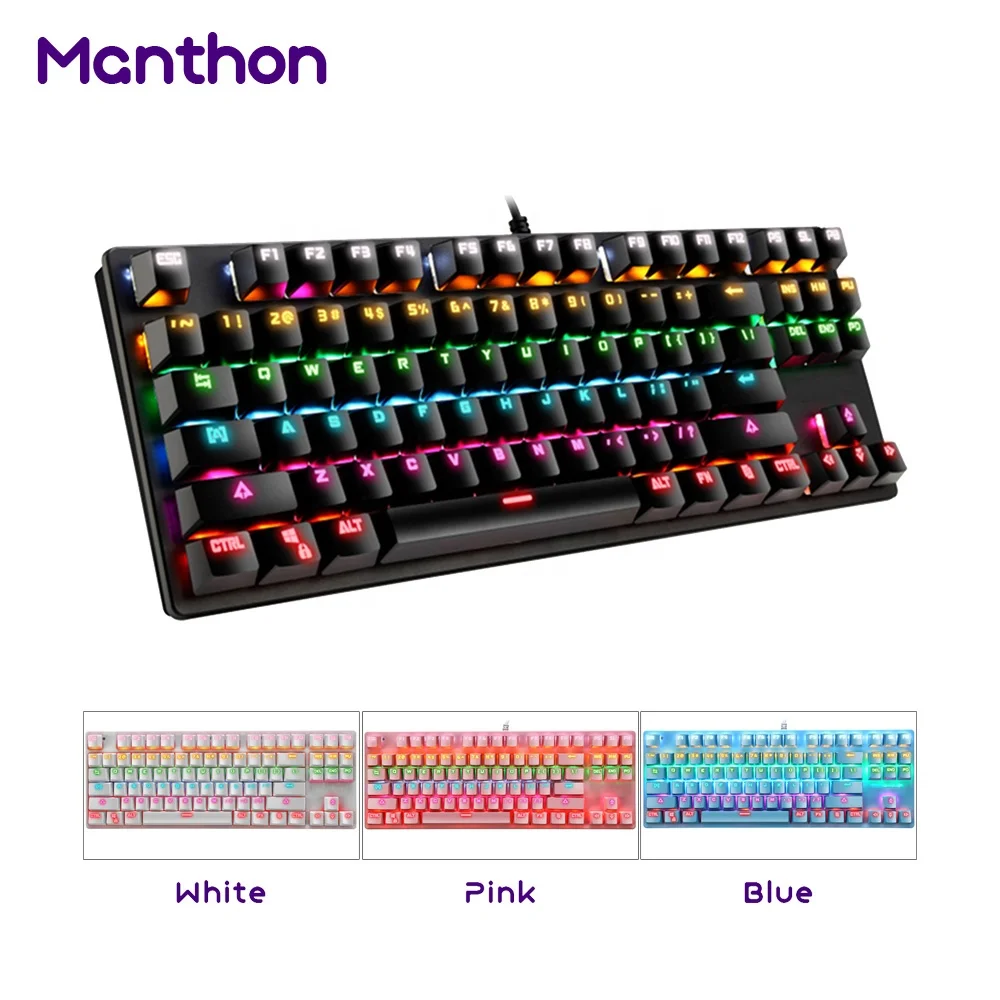 

Custom Pink Mechanical Switches Gaming Keyboard, Black/white