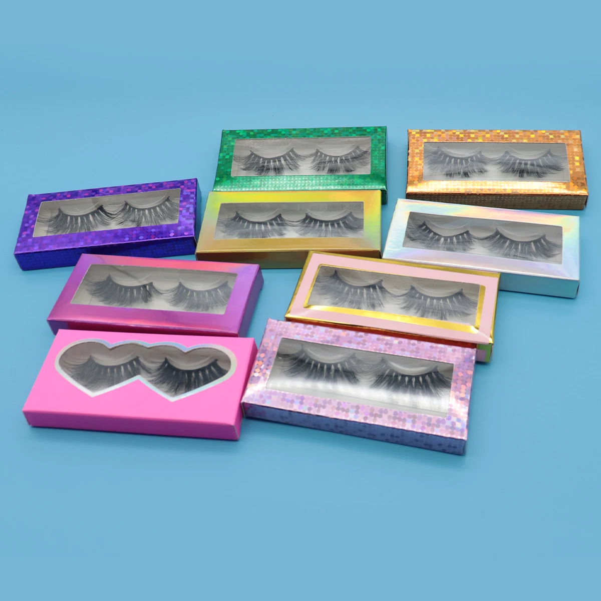 

2021 new types Private label eyelash packaging boxes colorful lash boxes